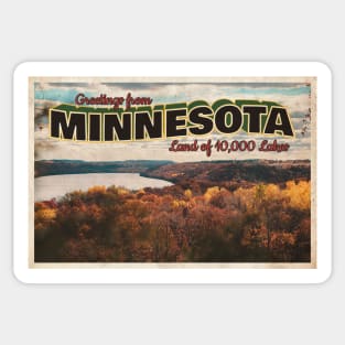 Greetings from Minnesota - Vintage Travel Postcard Design Sticker